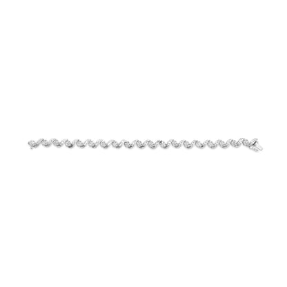 14K White Gold 2.00 Cttw Diamond Cluster and Spiral Link Bracelet (I-J Color, I1-I2 Clarity) - 7" by Bids.com