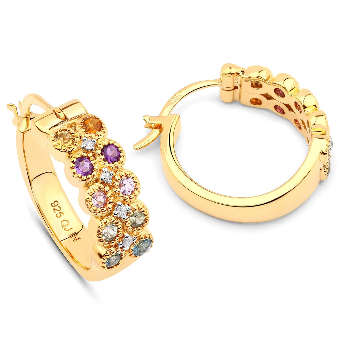 0.76 Carat Genuine Multi Stones .925 Sterling Silver Earrings by Bids.com