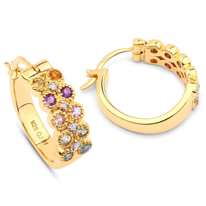 0.76 Carat Genuine Multi Stones .925 Sterling Silver Earrings by Bids.com