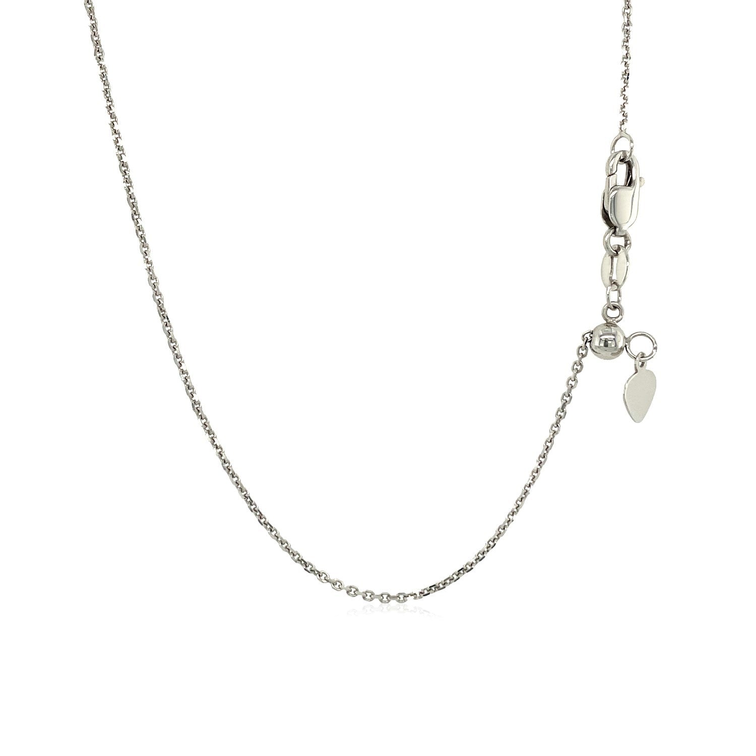 14k White Gold Adjustable Cable Chain 0.9mm  DestGlow