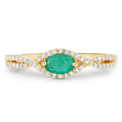 0.32 Carat Genuine Zambian Emerald and White Diamond 14K Yellow Gold Ring by Bids.com