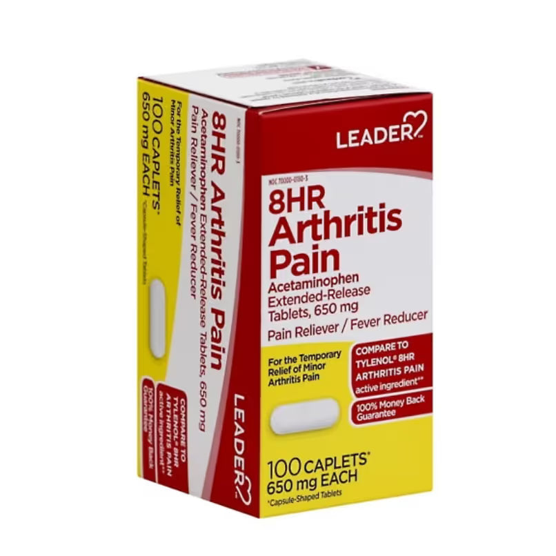 Leader Arthritis Pain Relief 8Hr Acetaminophen 650mg ( 100 capsule ) by Pasteur Pharmacy