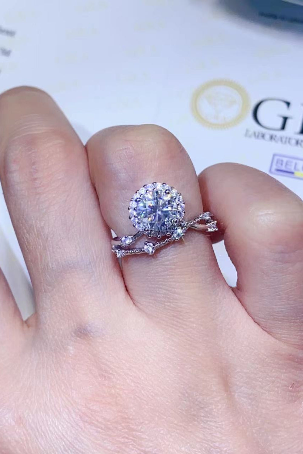 1 Carat Green Sparkala™ Platinum-Plated Ring by Sparkala