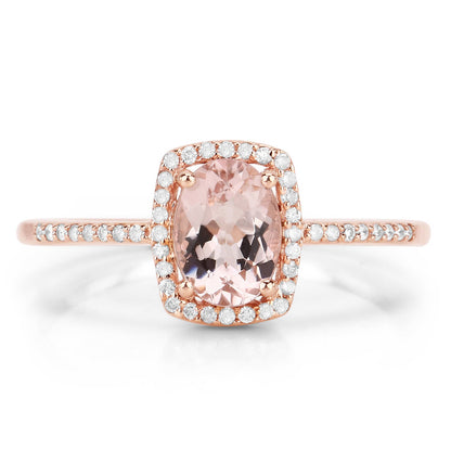 0.82 Carat Genuine Morganite and White Diamond 14K Rose Gold Ring by Bids.com