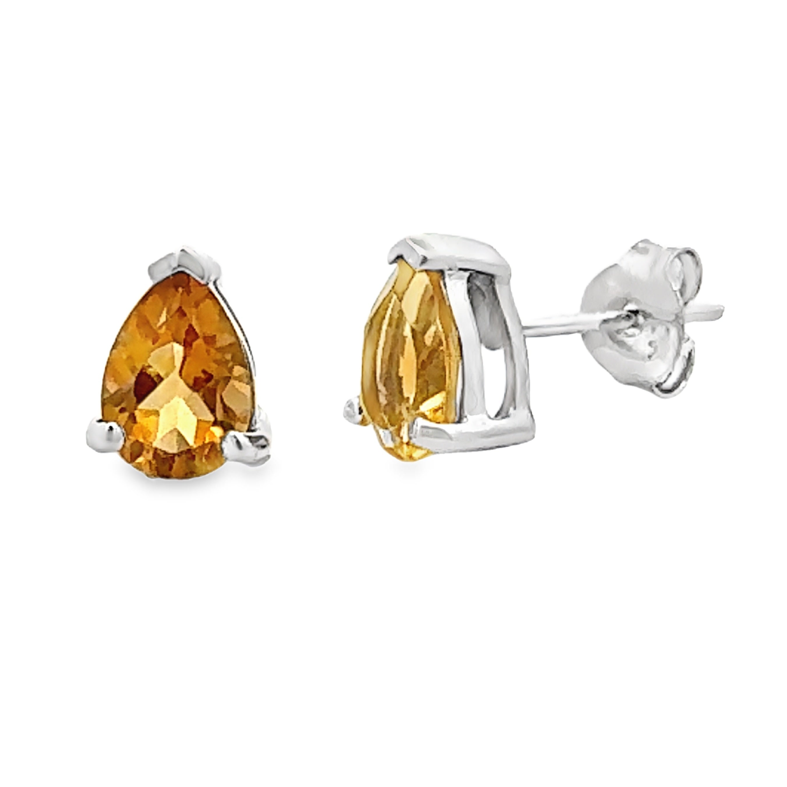 Genuine 1.27ct Citrine Stud Earrings 10KT White Gold by Bids.com