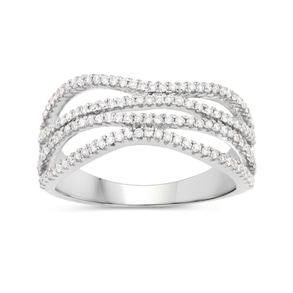 0.46 Carat Genuine White Diamond 14K White Gold Ring (F-G Color, SI Clarity) by Bids.com