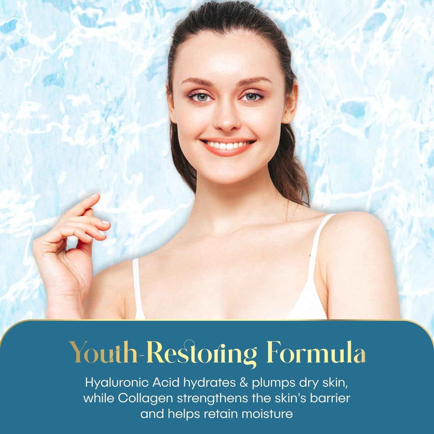 Hyaluronic Acid &amp; Collagen Wrinkle Reducing Serum - Deep Hydration, Plumps &amp; Smooths Skin - Dermatologist Tested, Clean Beauty, Korean Skin Care - 1.69 FL.OZ.
