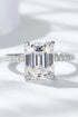 5 Carat Emerald-Cut Emerald-Cut Sparkala™ with Side Stones Ring (Platinum Over Pure Sterling Silver) by Sparkala