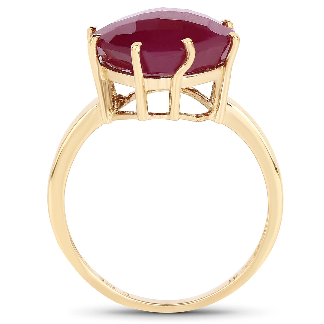 14K Yellow Gold Plated 8.95 Carat Glass Filled Ruby .925 Sterling Silver Ring by Bids.com