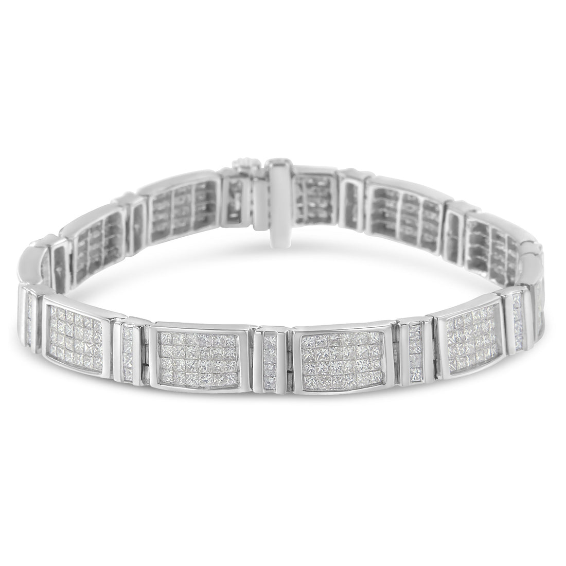 14K White Gold 7.0 Cttw Princess Cut Diamond 7" Alternating Vertical and Horizontal Rectangular Link Tennis Bracelet (H-I Color, SI2-I1 Clarity) by Bids.com