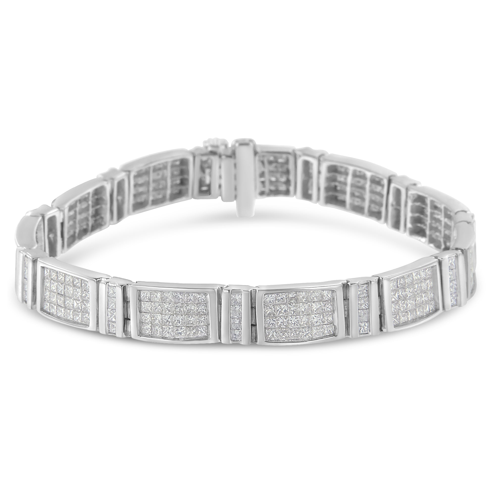 14K White Gold 7.0 Cttw Princess Cut Diamond 7" Alternating Vertical and Horizontal Rectangular Link Tennis Bracelet (H-I Color, SI2-I1 Clarity) by Bids.com