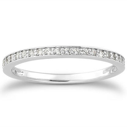 14k White Gold Micro-pave Diamond Wedding Ring Band Set 3/4 Around by Bids.com