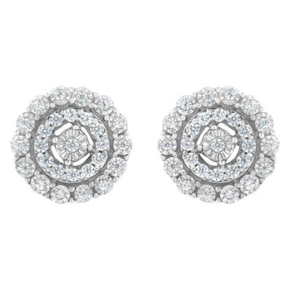 10KT White Gold 1/2 cttw Double Halo Brilliant Round-Cut Diamond Stud Earrings (I-J Clarity, I2-I3 Color) by Bids.com