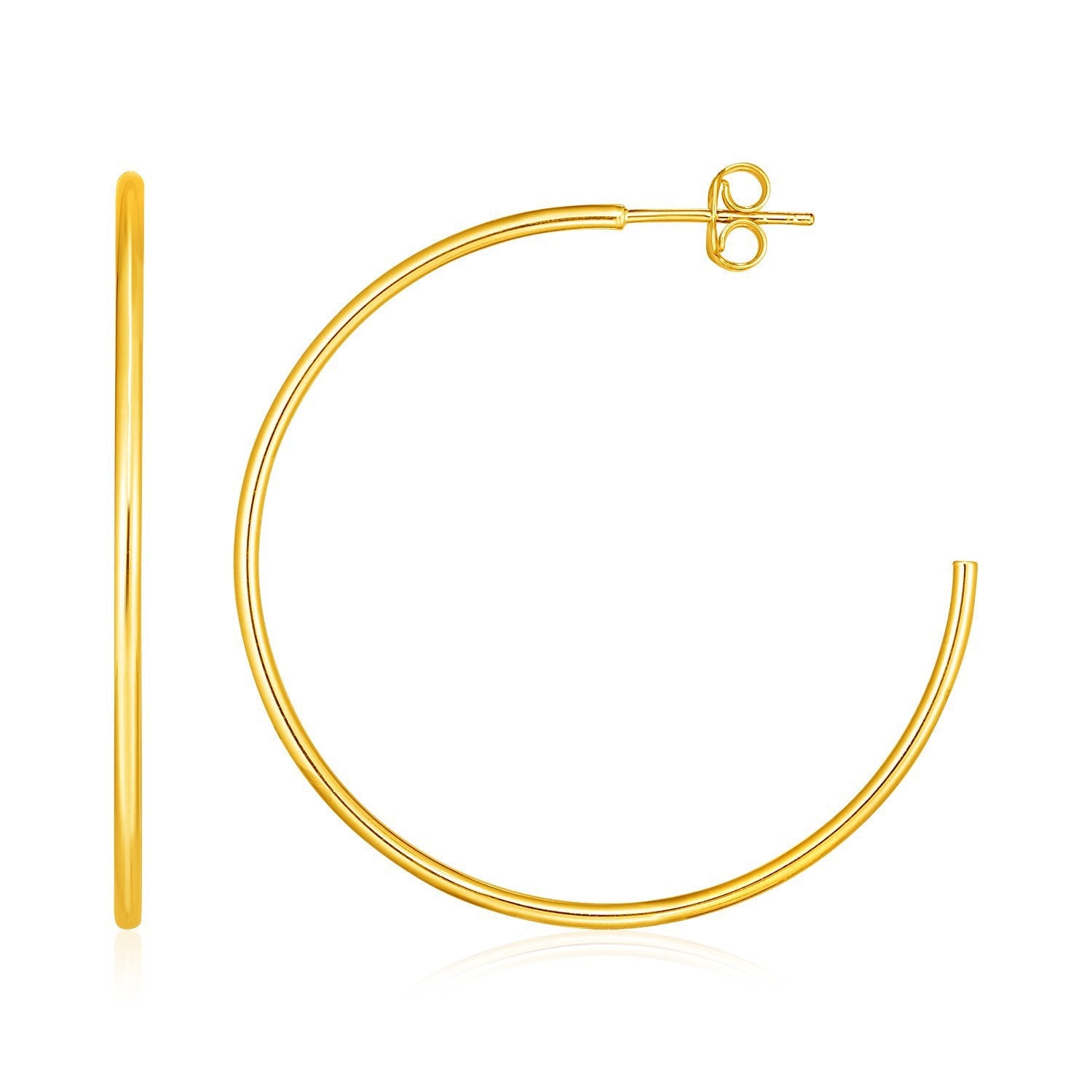 14k Yellow Gold Polished Hoop Earrings by Bids.com