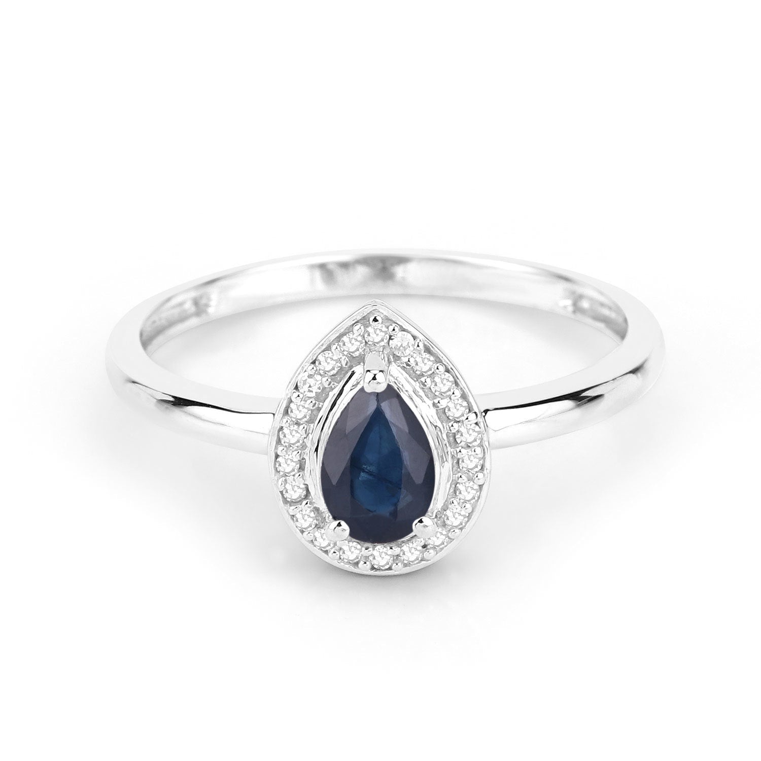 0.48 Carat Genuine Blue Sapphire and White Diamond 14K White Gold Ring by Bids.com