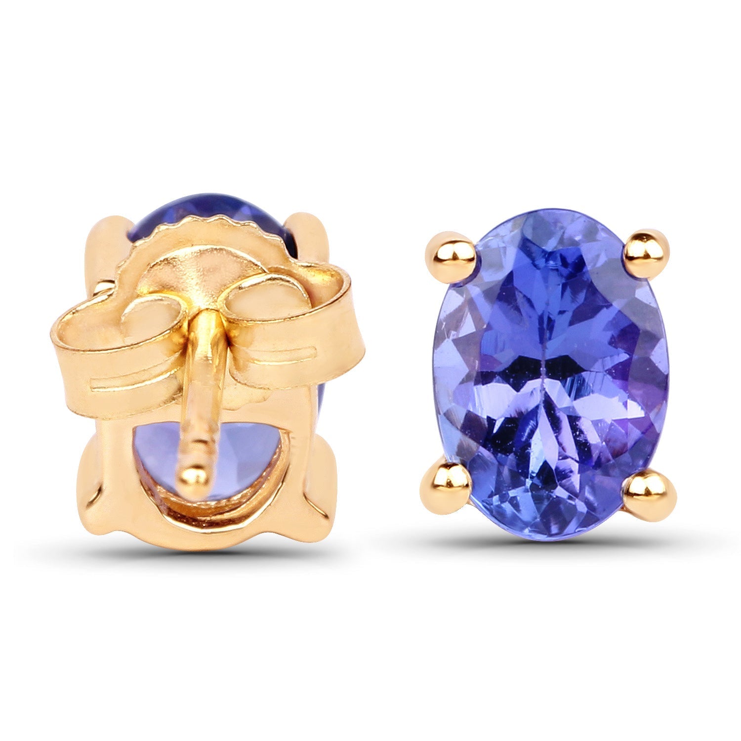 1.24 Carat Genuine Tanzanite 14K Yellow Gold Earrings  DestGlow