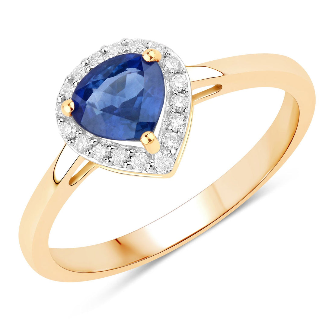 0.73 Carat Genuine Blue Sapphire and White Diamond 14K Yellow Gold Ring by Bids.com