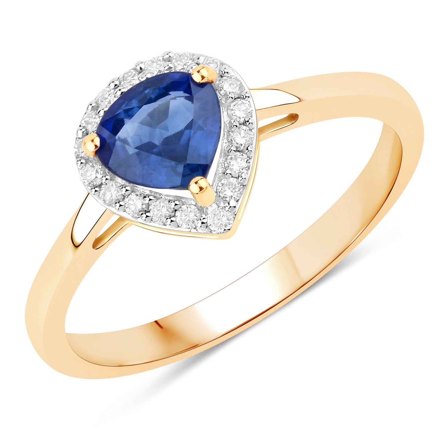 0.73 Carat Genuine Blue Sapphire and White Diamond 14K Yellow Gold Ring by Bids.com