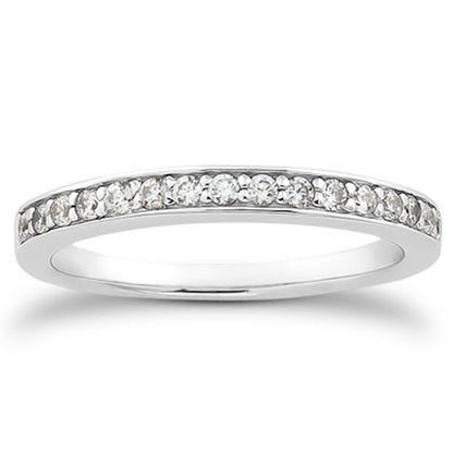14k White Gold Pave Diamond Wedding Ring Band Set 1/2 Around by Bids.com