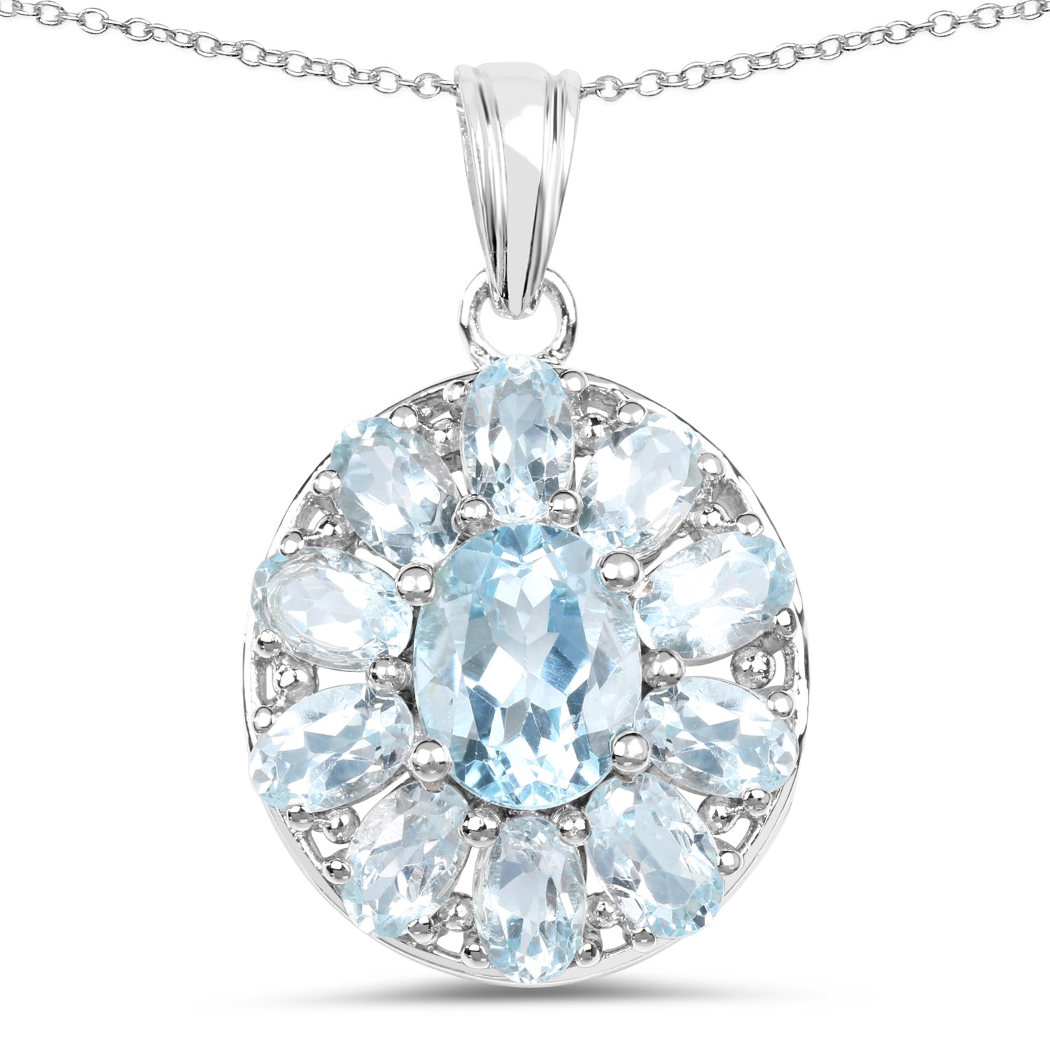 7.65 Carat Genuine Blue Topaz .925 Sterling Silver Pendant  DestGlow