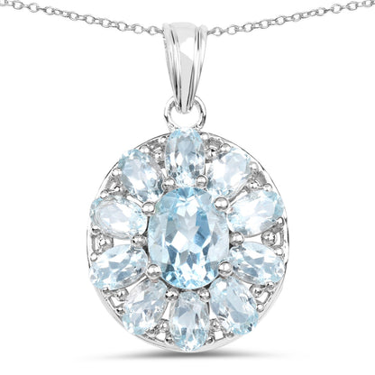 7.65 Carat Genuine Blue Topaz .925 Sterling Silver Pendant  DestGlow