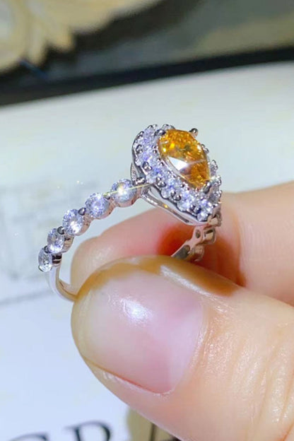 1 Carat Yellow Pear-Cut Sparkala™ Contrast Teardrop Ring (Platinum Over Pure Sterling Silver) by Sparkala