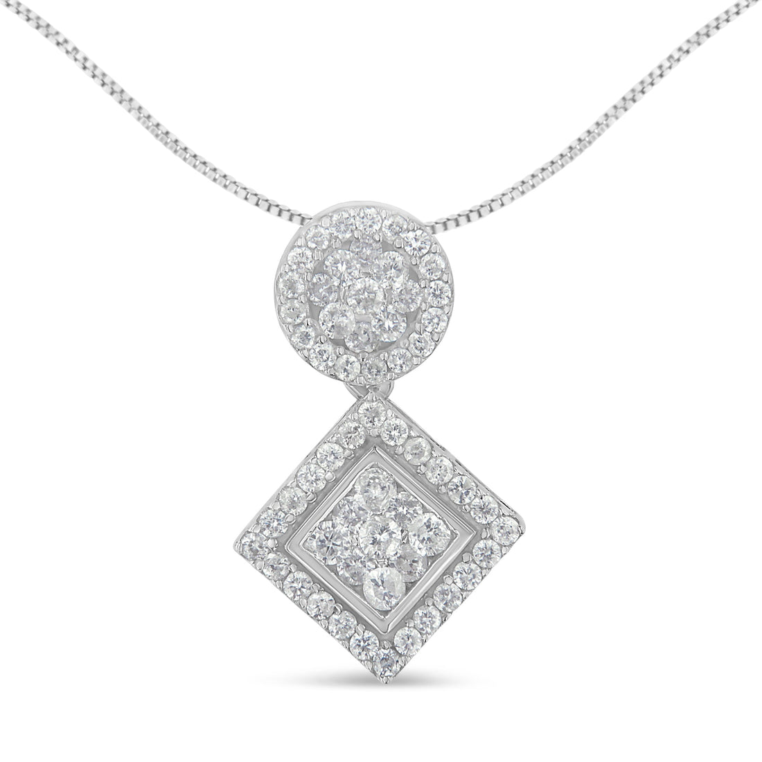 14K White Gold 1 cttw Diamond Pendant Necklace (H-I, I1-I2) - DestGlow