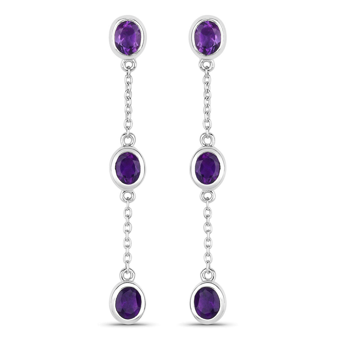 2.04 Carat Genuine Amethyst .925 Sterling Silver Earrings by Bids.com
