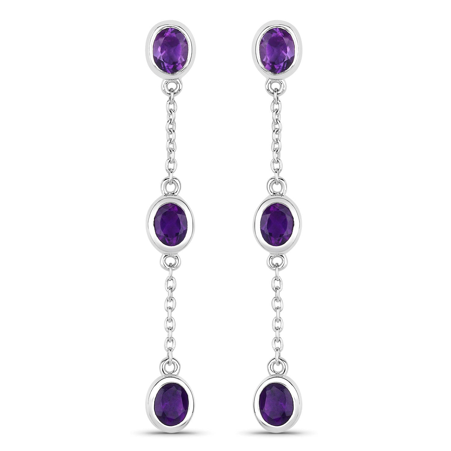 2.04 Carat Genuine Amethyst .925 Sterling Silver Earrings by Bids.com