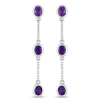 2.04 Carat Genuine Amethyst .925 Sterling Silver Earrings by Bids.com