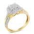 10K Yellow Gold 1.0 Cttw Diamond Composite Cushion-Shape Halo 3-Band-Look Engagement Ring (H-I Color, SI1-SI2 Clarity) - Size 6-1/4 by Bids.com