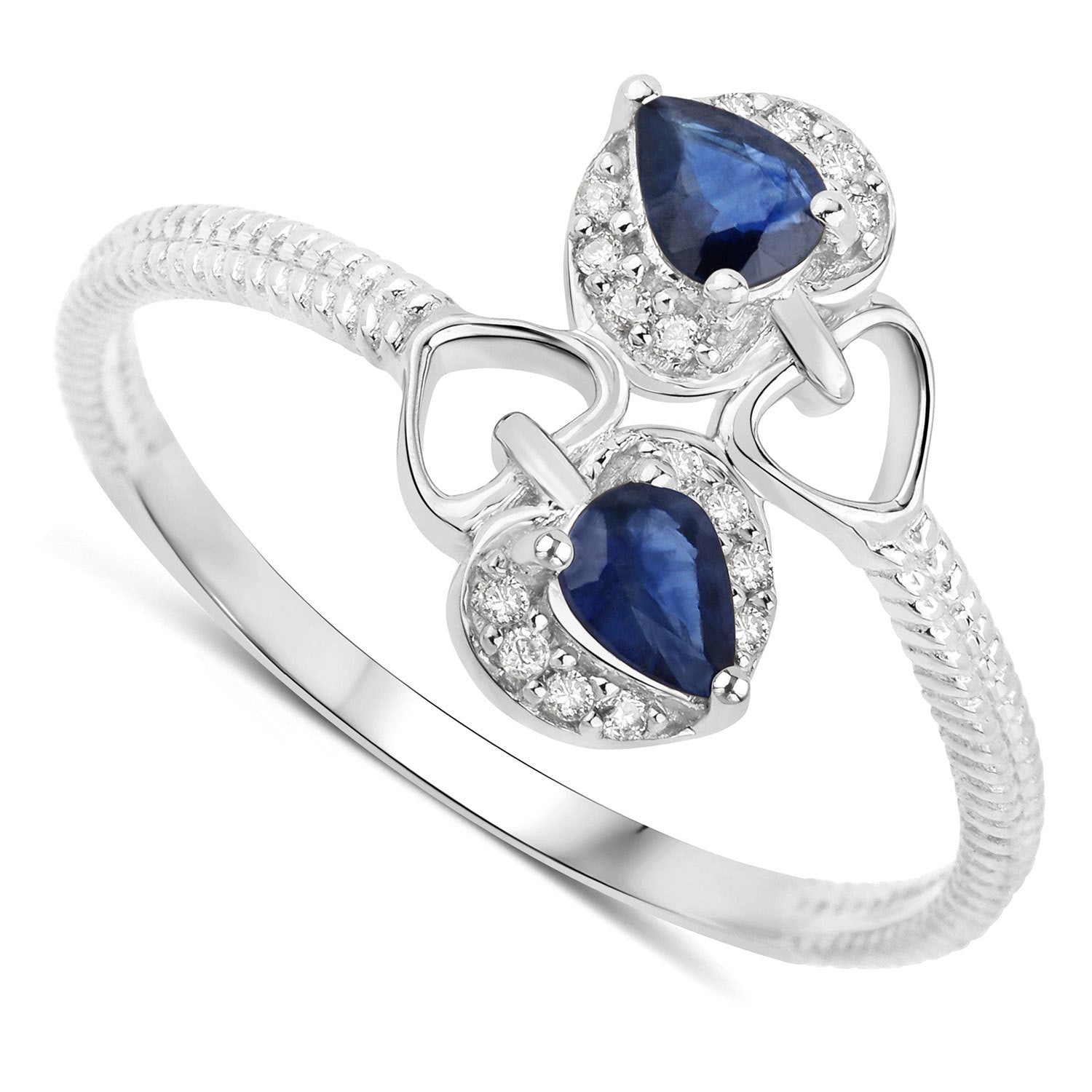 0.34 Carat Genuine Blue Sapphire and White Diamond 14K White Gold Ring by Bids.com