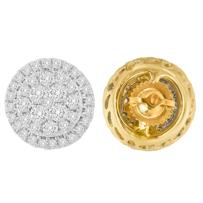 10K Yellow Gold Round Cut Diamond Earrings (1.5 cttw, H-I Color, I2-I3 Clarity) by Bids.com