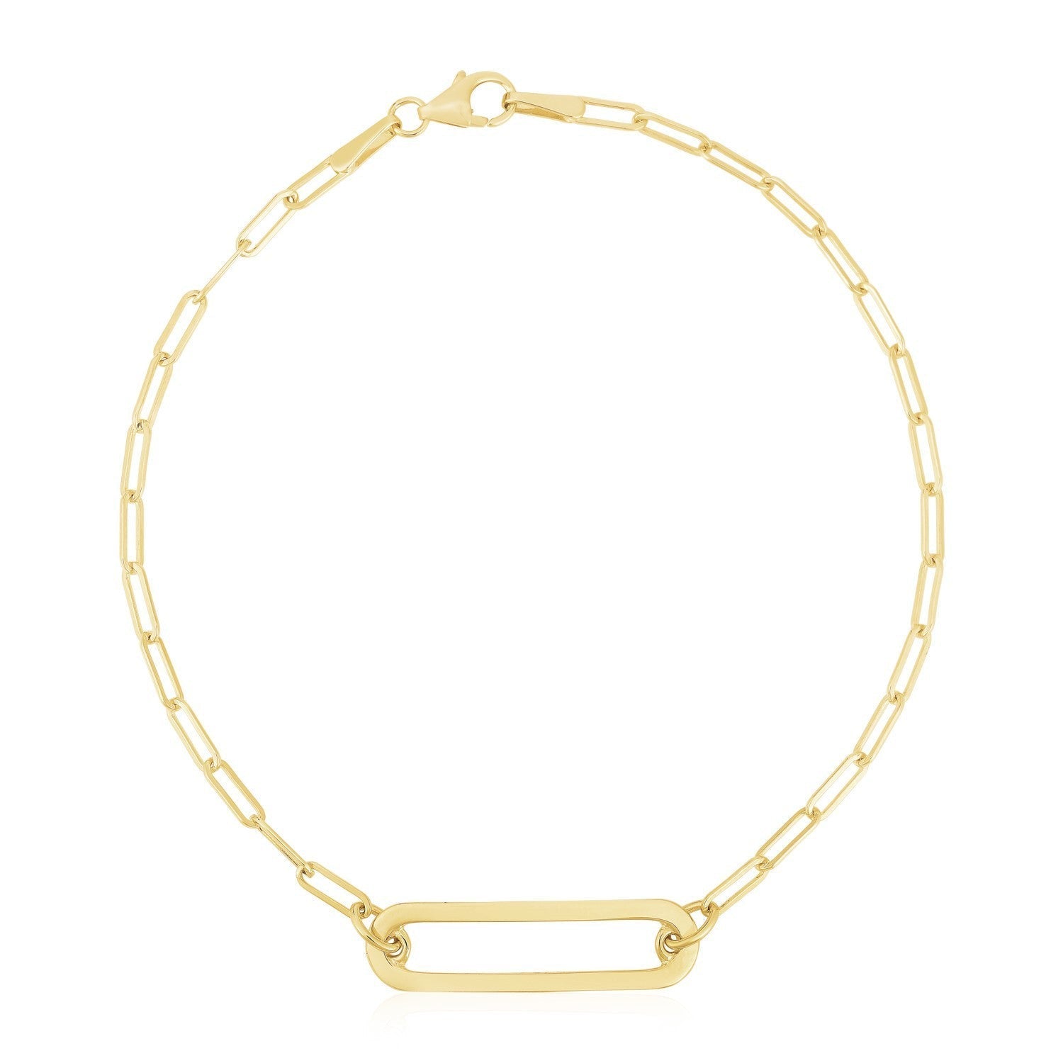 14k Yellow Gold High Polish Open Straight Paperclip Bracelet  DestGlow