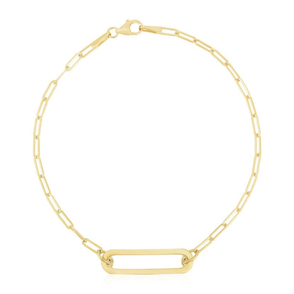 14k Yellow Gold High Polish Open Straight Paperclip Bracelet  DestGlow