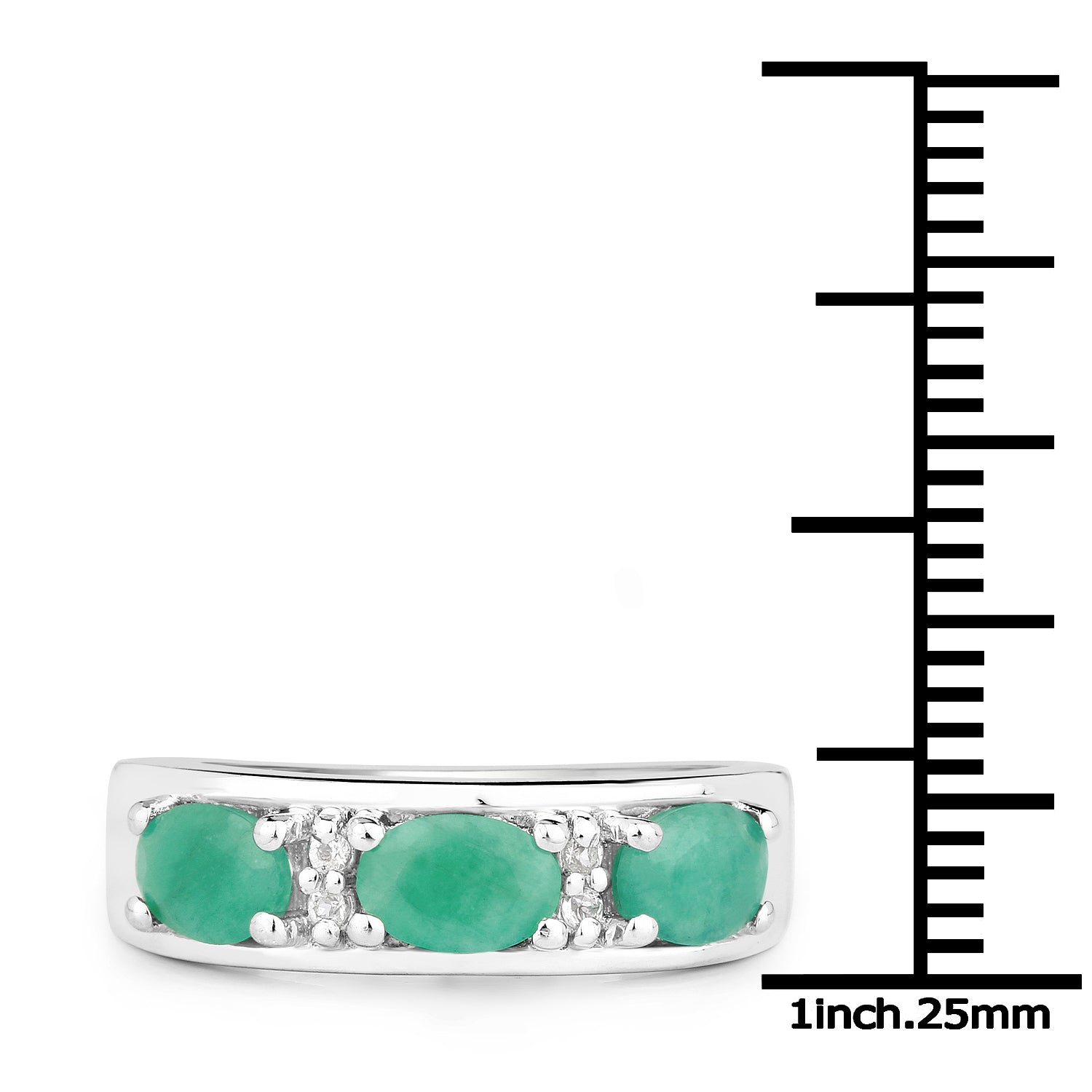 1.38 Carat Genuine Emerald and White Topaz .925 Sterling Silver Ring by Bids.com