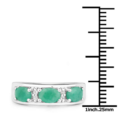 1.38 Carat Genuine Emerald and White Topaz .925 Sterling Silver Ring by Bids.com