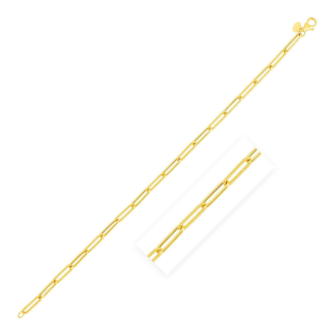 14k Yellow Gold Textured Paperclip Chain (3.5mm) by Bids.com