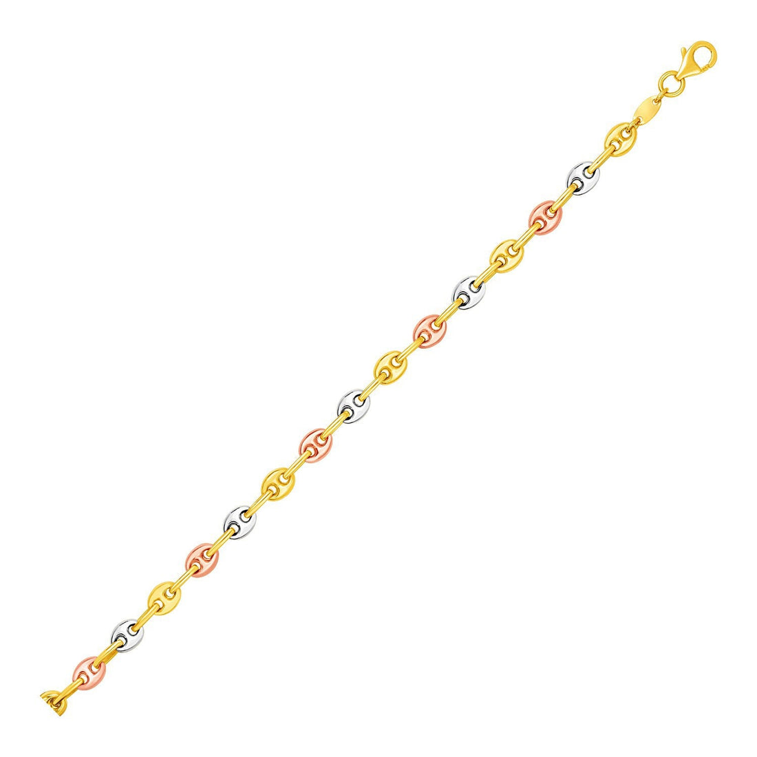 14k Tri Color Gold Mariner Link Bracelet by Bids.com