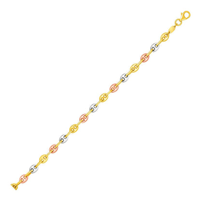 14k Tri Color Gold Mariner Link Bracelet by Bids.com