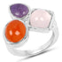 5.21 Carat Genuine Rose Quartz, Carnelian And Charolite .925 Sterling Silver Ring by Bids.com