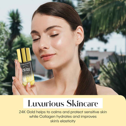 24K Gold &amp; Retinol Firming Serum - Moisturizing, &amp; Protecting - Reduces Dark Spots &amp; Wrinkles - Dermatologist Tested, Korean Skin Care - 1.69 FL.OZ.