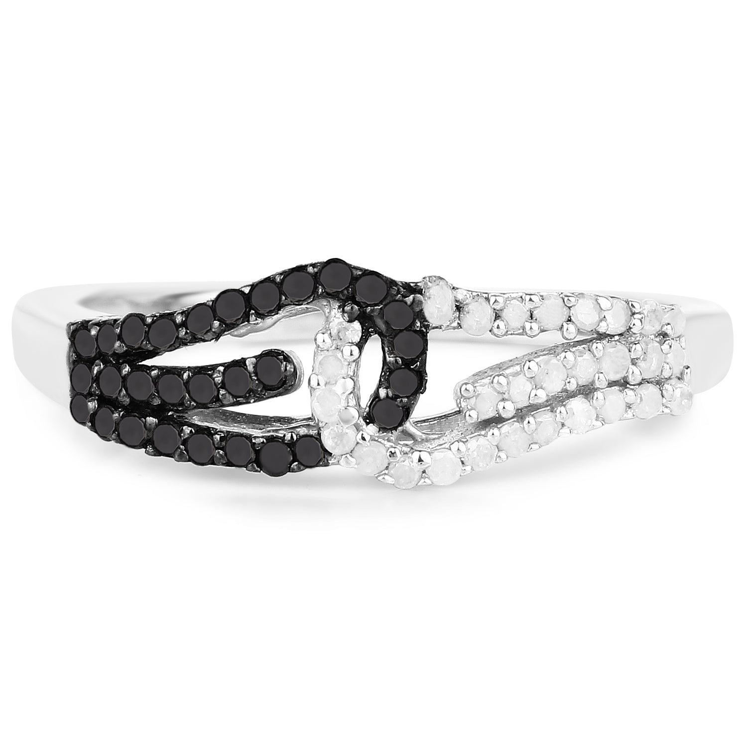 0.33 Carat Genuine White Diamond and Black Diamond .925 Sterling Silver Ring by Bids.com