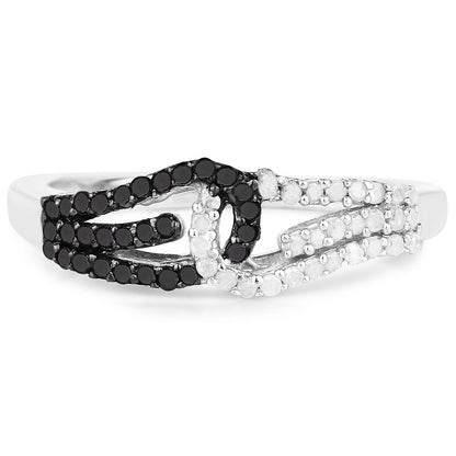 0.33 Carat Genuine White Diamond and Black Diamond .925 Sterling Silver Ring by Bids.com