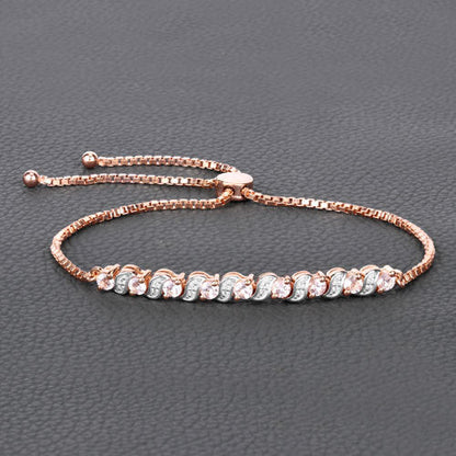 0.89 Carat Genuine Morganite and White Topaz .925 Sterling Silver Bracelet by Bids.com