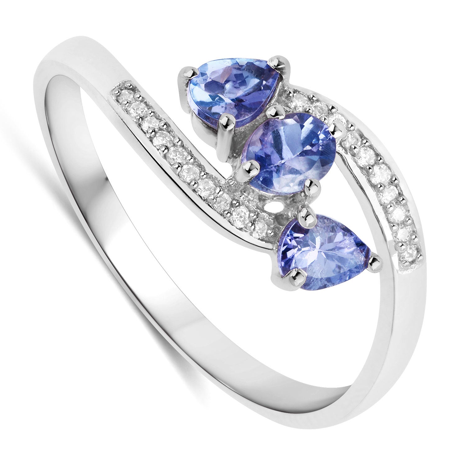0.51 Carat Genuine Tanzanite and White Diamond 14K White Gold Ring by Bids.com
