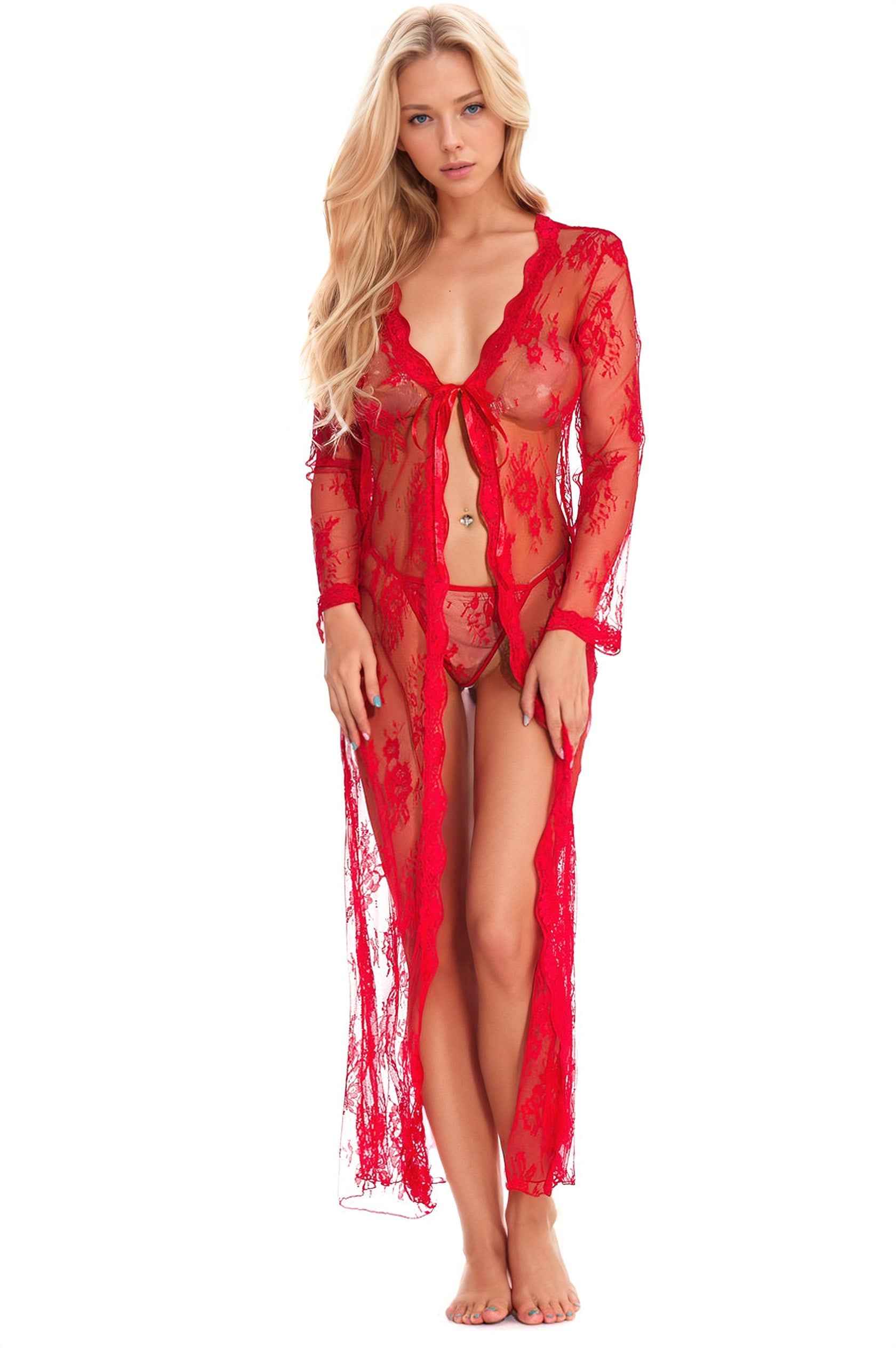 Long Floral Lace Robe
