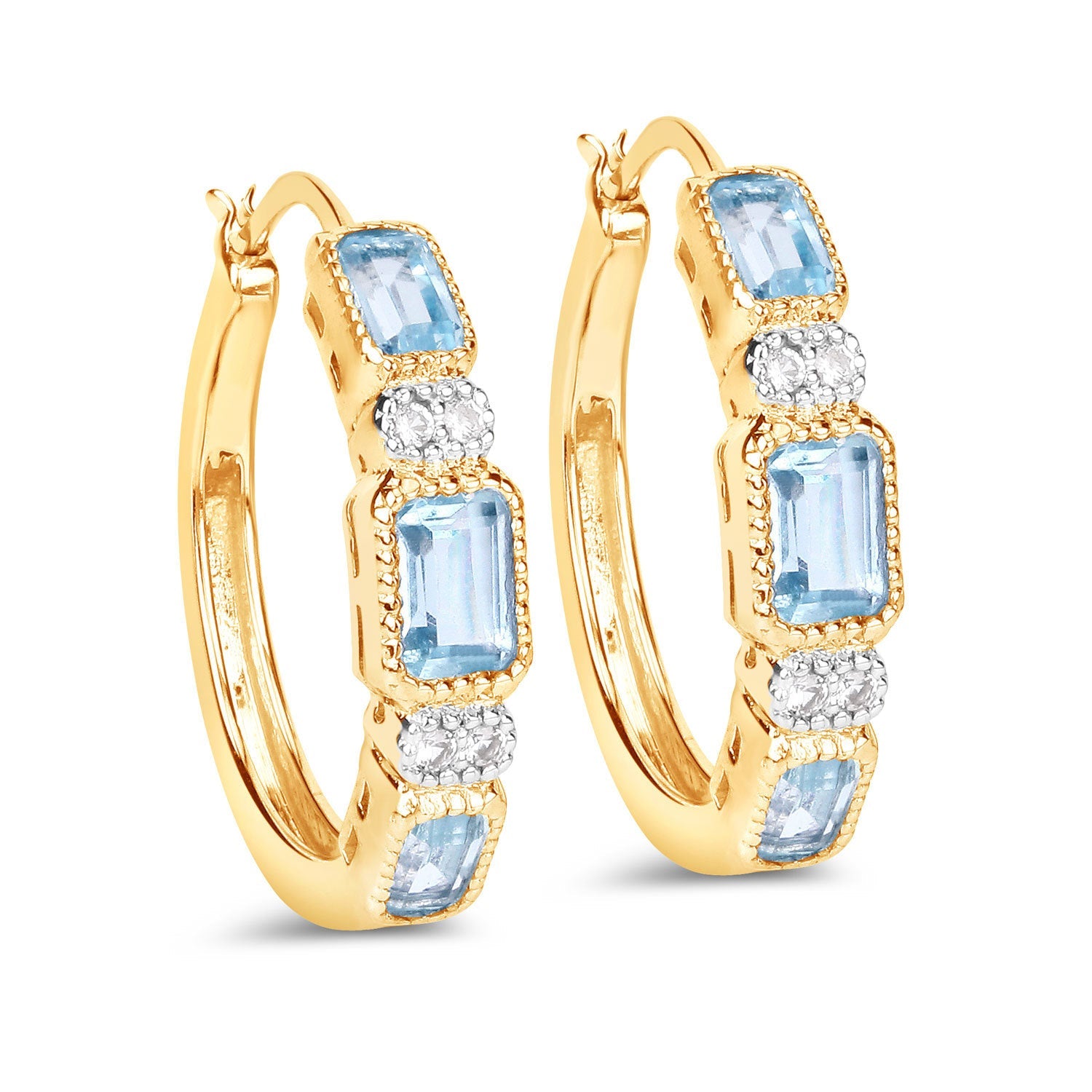 2.66 Carat Genuine Blue Topaz and White Topaz .925 Sterling Silver Earrings by Bids.com