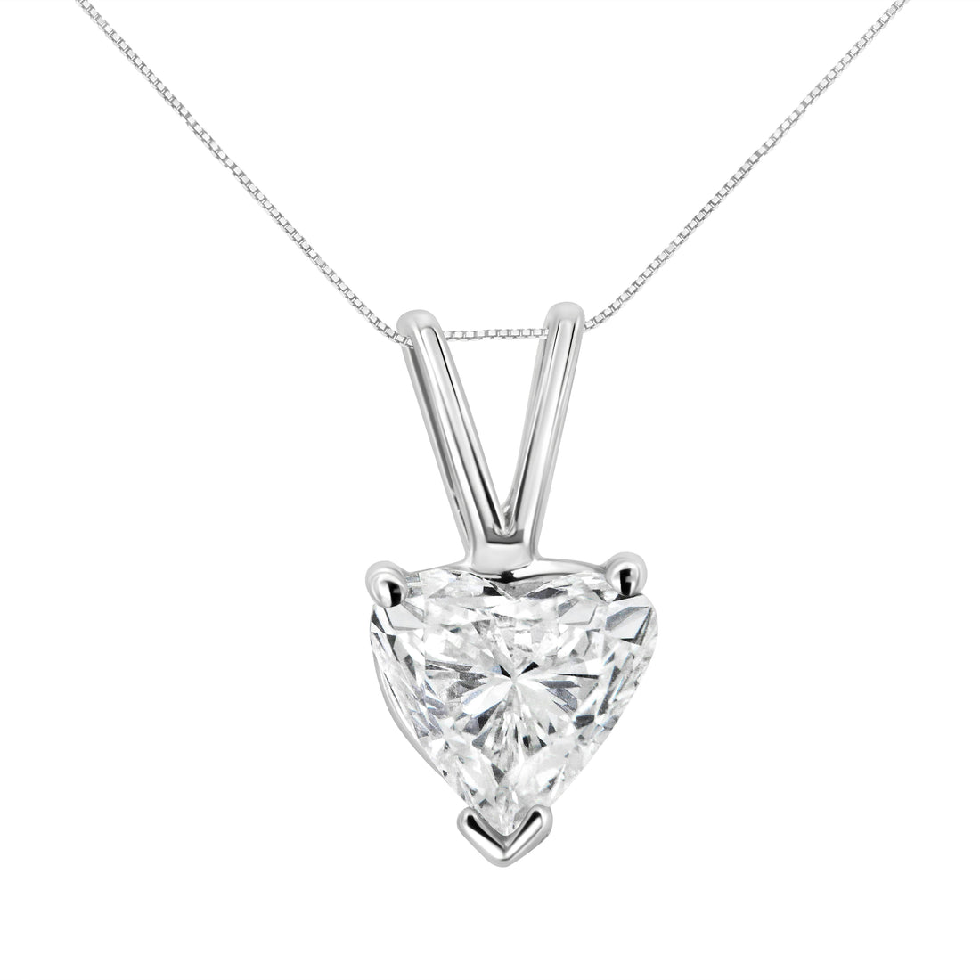 14K White Gold 1/5 Cttw 3-Prong Set Heart Shaped Solitaire Lab Grown Diamond 18" Pendant Necklace (F-G Color, VS2-SI1 Clarity) by Bids.com