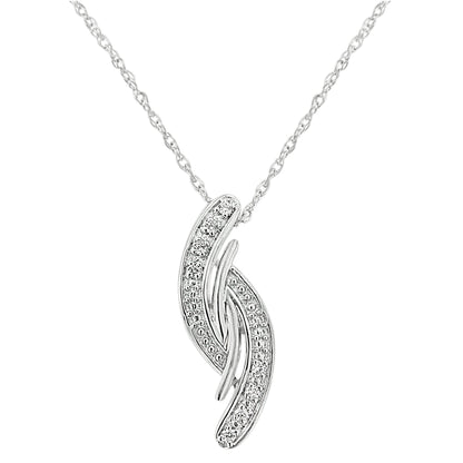 .925 Sterling Silver Diamond Accent Bypass Curve 18" Pendant Necklace (I-J Color, I3 Clarity) by Bids.com